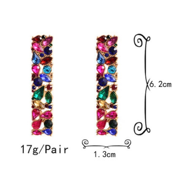 NEW 18k gold plated multicolored Luxury Earrings - Picture 5 of 6